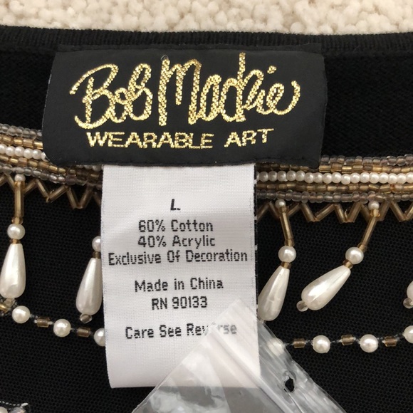 NWT Gorgeous! Pearl Beaded Embellished Sweater by Bob Mackie - Picture 4 of 16